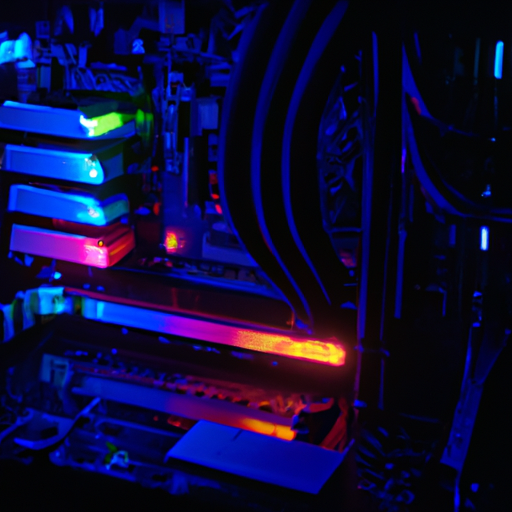 Dimly lit pc interior showcasing the illuminated rgb memory modules